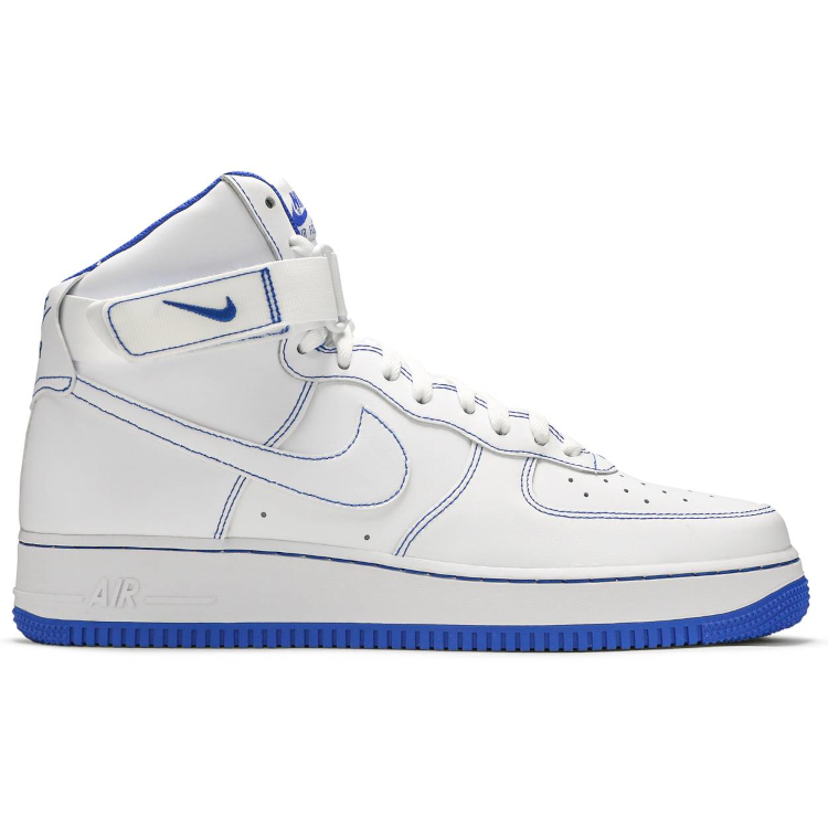 Tenis Nike Air Force 1 High White Royal Blue Contrast Stitch