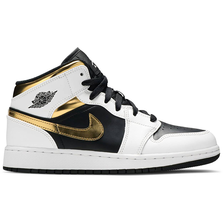 Tenis Air Jordan 1 Mid White Gold Black