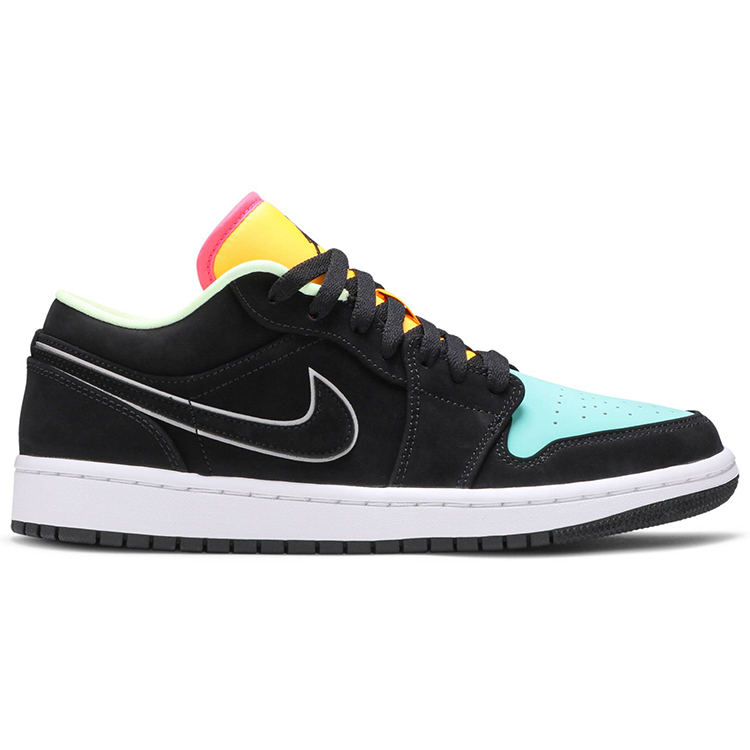 Tenis Air Jordan 1 Low Black Aurora Green Laser Orange
