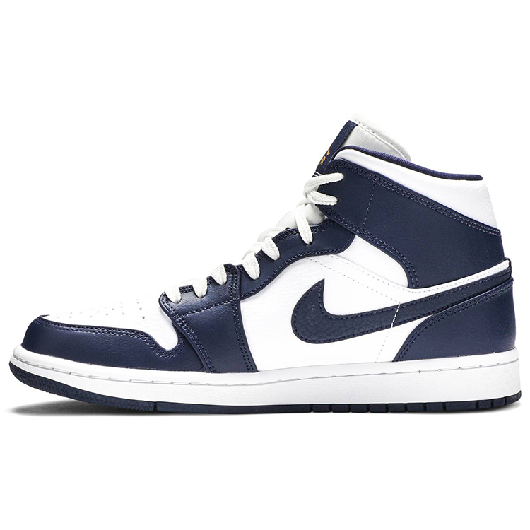 Tenis Air Jordan 1 Mid White Metallic Gold Obsidian