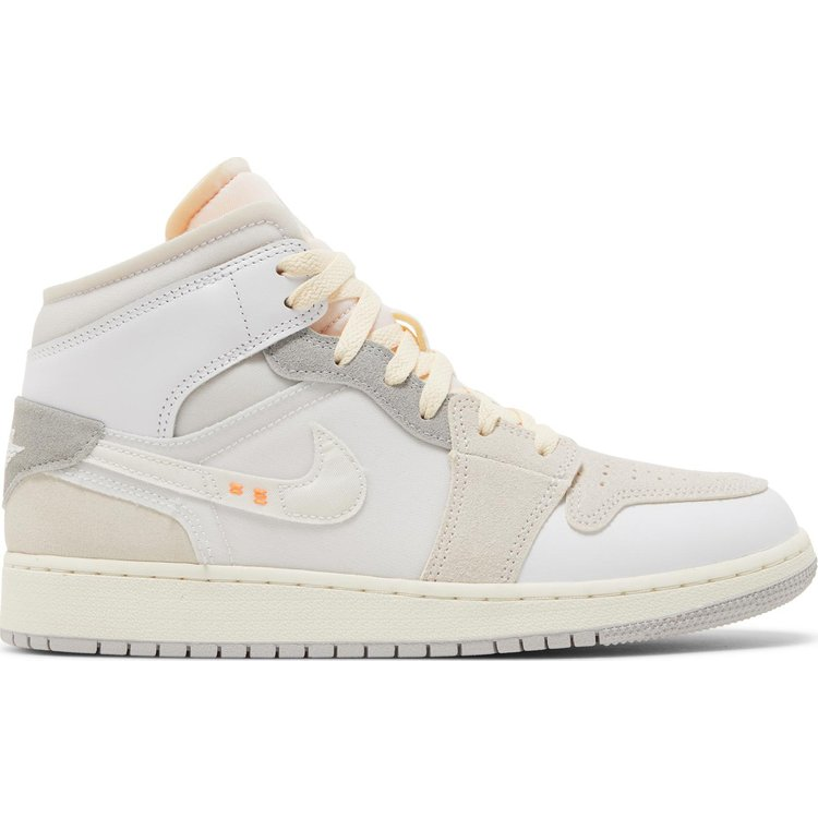 Tenis Air Jordan 1 Mid Inside Out Cream White Light Grey