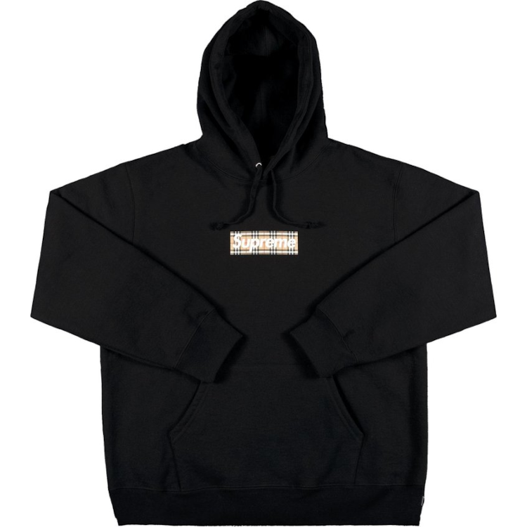 Supreme Burberry Box Logo Hooded Sweatshirt Black