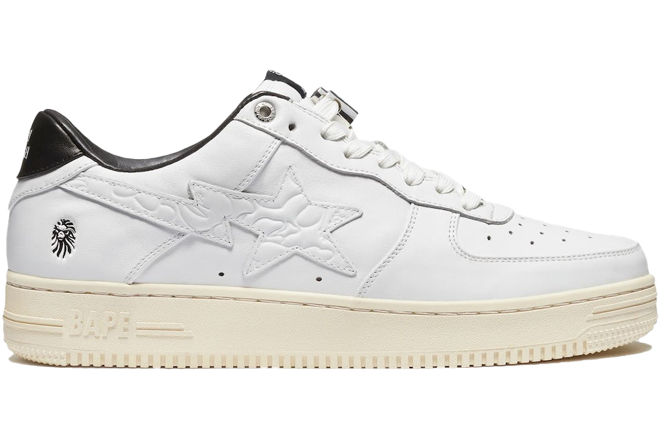 TENIS A BATHING APE BAPE STA BLACK WHITE SILVER