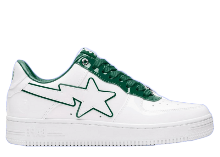 TENIS A BATHING APE BAPE STA LOW PATENT LEATHER WHITE GREEN