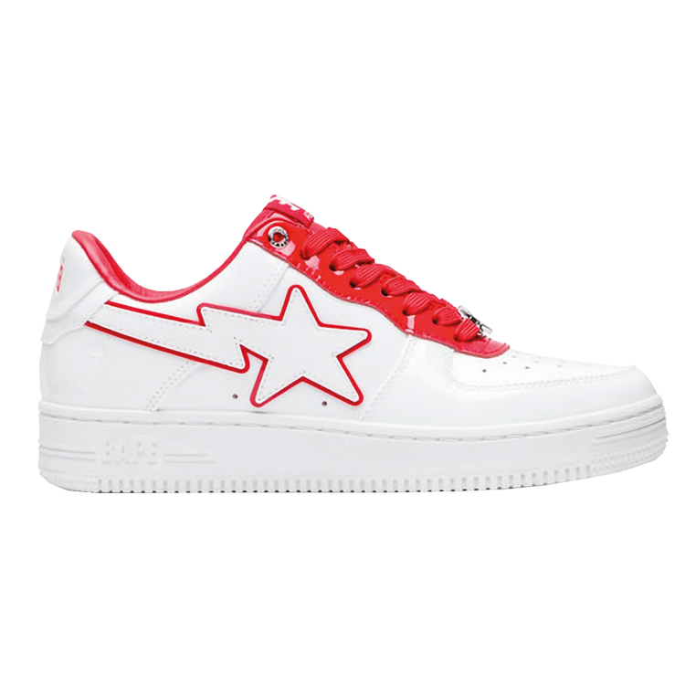 TENIS A BATHING APE BAPE STA LOW PATENT LEATHER WHITE RED