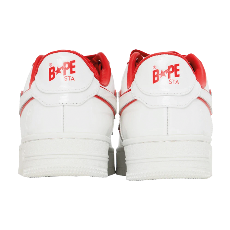 TENIS A BATHING APE BAPE STA LOW PATENT LEATHER WHITE RED