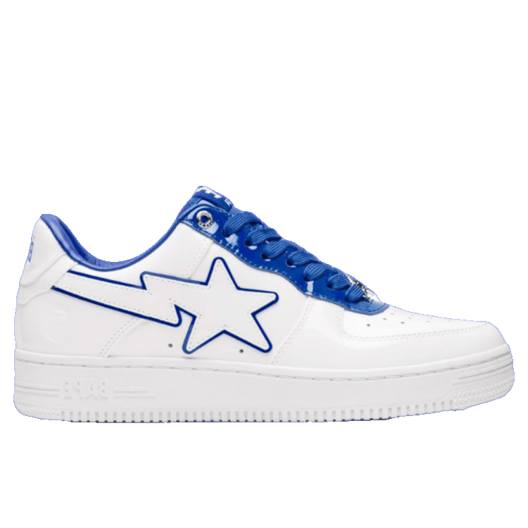 TENIS A BATHING APE BAPE STA LOW PATENT LEATHER WHITE BLUE