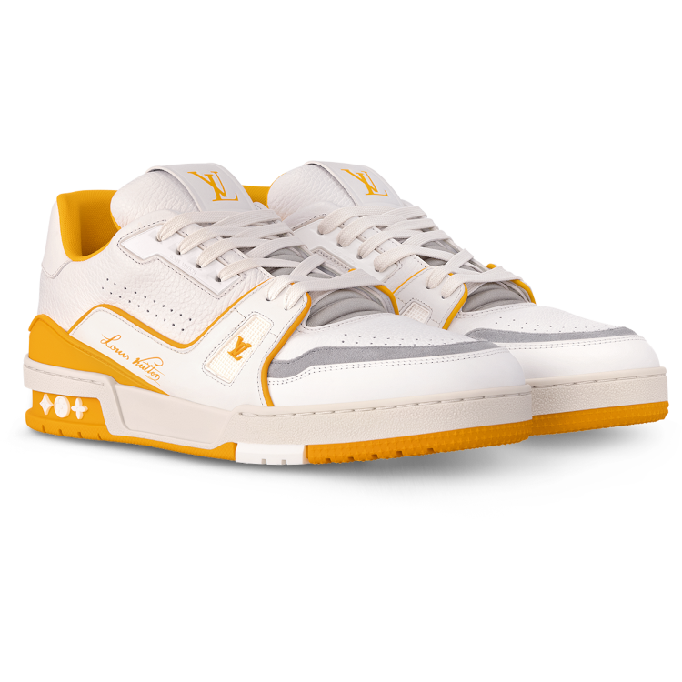 TENIS LOUIS VUITTON TRAINER #54 SIGNATURE WHITE YELLOW