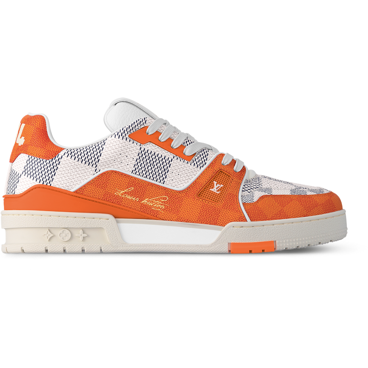 TENIS LOUIS VUITTON LV TRAINER DAMIER WHITE ORANGE 