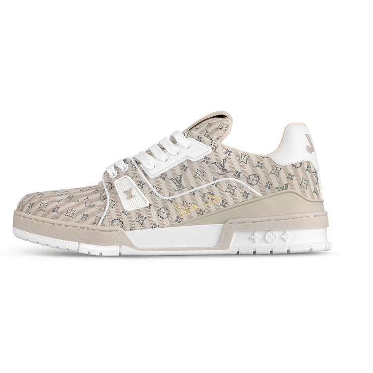 TENIS LOUIS VUITTON LV TRAINER BEIGE STRIPE MONOGRAM