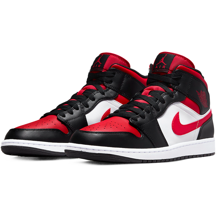 TENIS JORDAN 1 MID WHITE BLACK RED 2022
