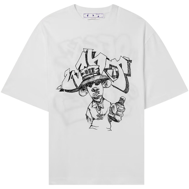 OFF-WHITE GRAFF FREEST OVER SKATE WHITE TEE