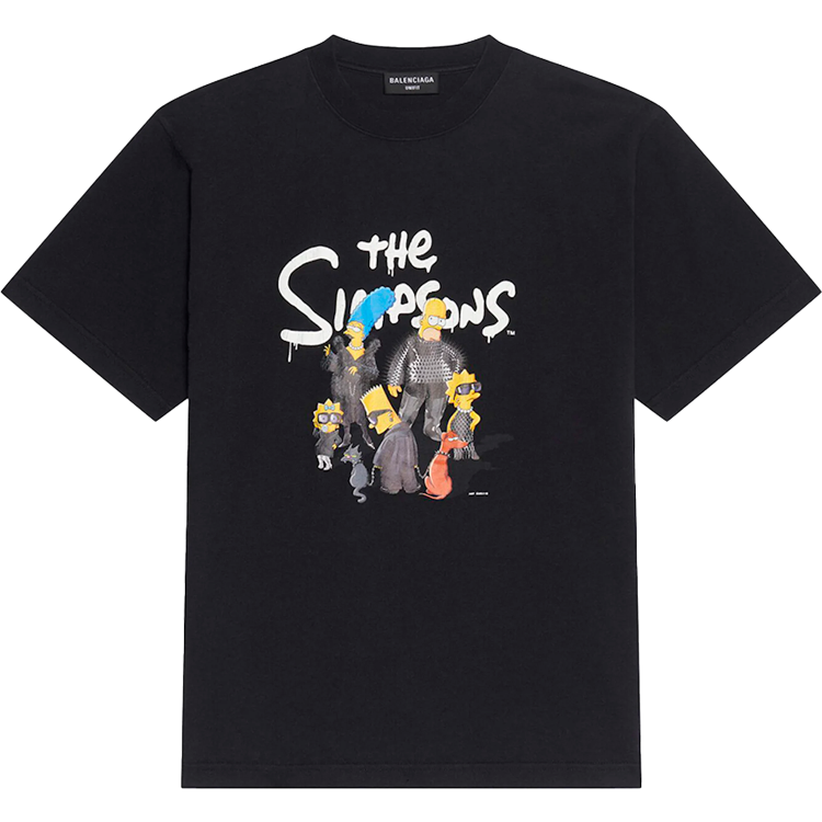 BALENCIAGA THE SIMPSONS WOMENS SMALL FIT T SHIRT BLACK