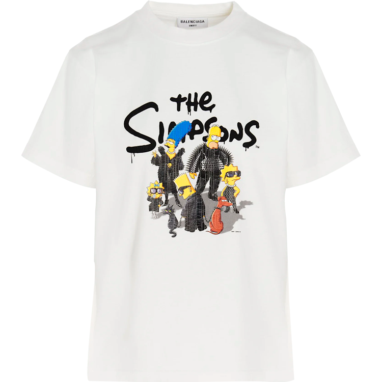 BALENCIAGA THE SIMPSONS WOMENS SMALL FIT T SHIRT WHITE