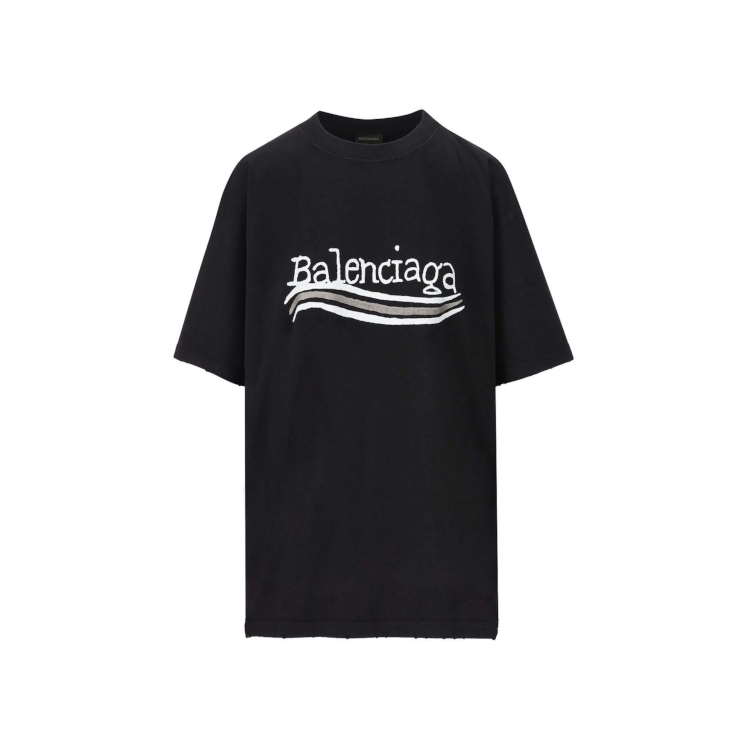 BALENCIAGA HAND DRAWN POLITICAL CAMPAING TEE BLACK