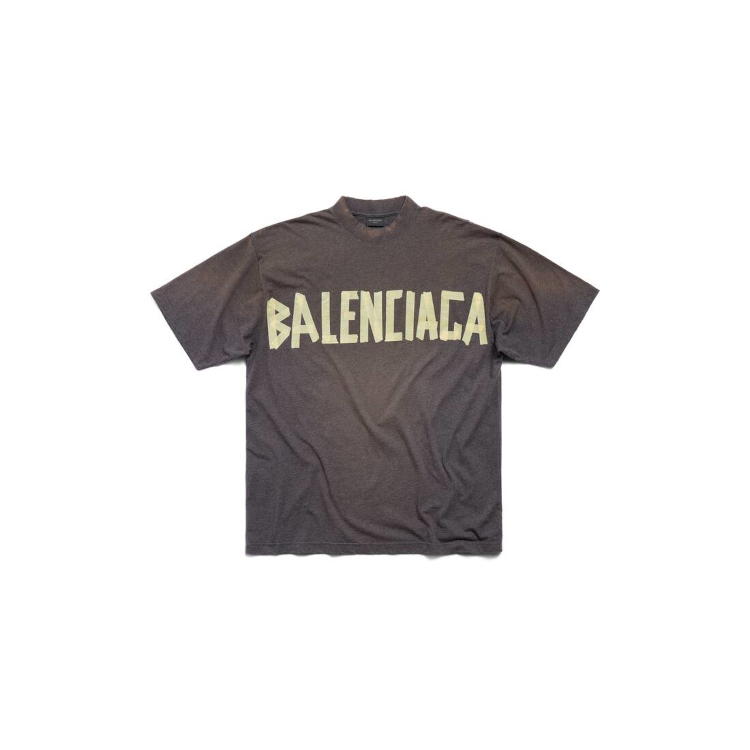 BALENCIAGA TAPE TYPE MEDIUM FIT T SHIRT GREY FADED 