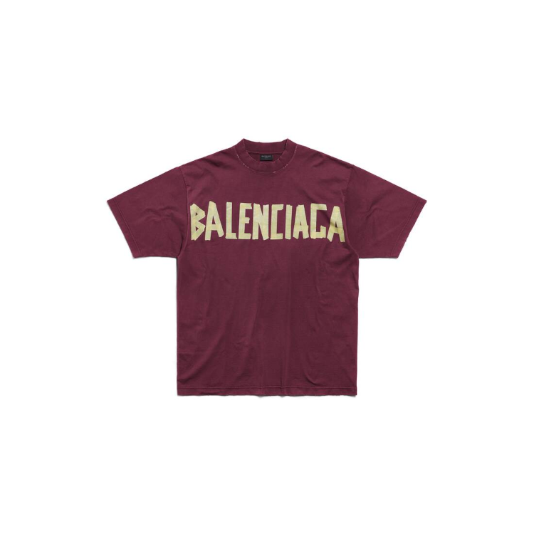 BALENCIAGA TAPE TYPE MEDIUM FIT T SHIRT RED FADED 