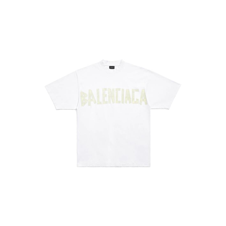 BALENCIAGA TAPE TYPE MEDIUM FIT T SHIRT WHITE FADED 