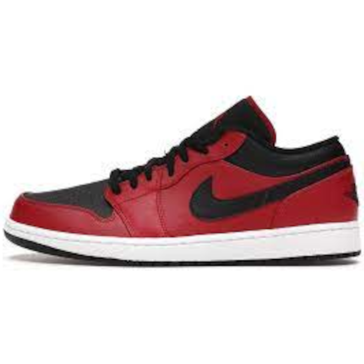 TENIS JORDAN 1 LOW REVERSE BRED PEBBLED SWOOSH