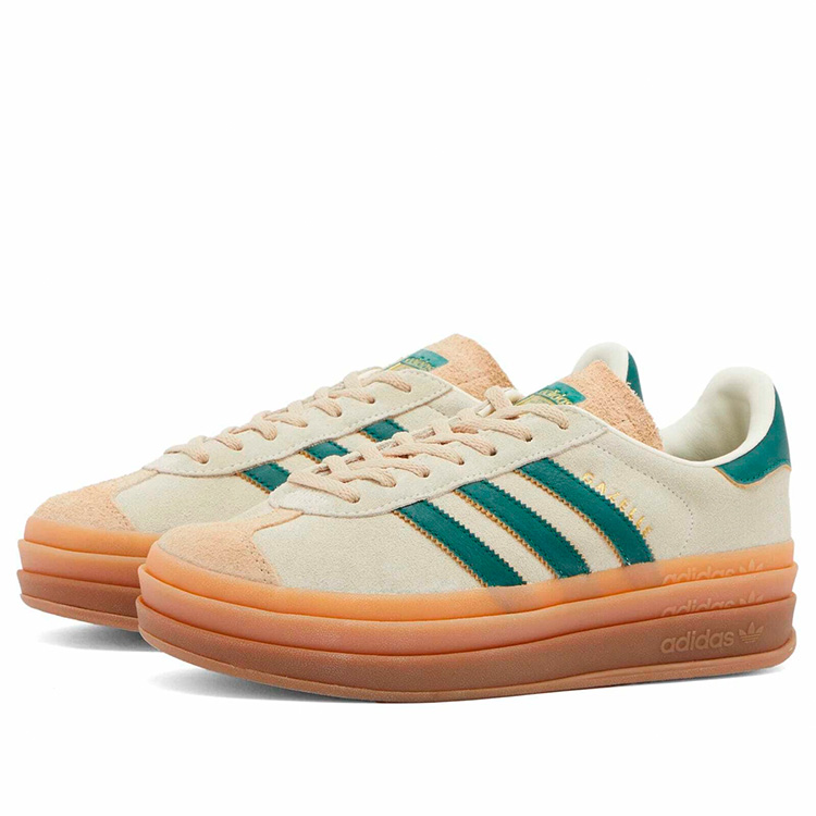 TENIS ADIDAS GAZELLE BOLD MAGIC BEIGE COLLEGIATE GREEN