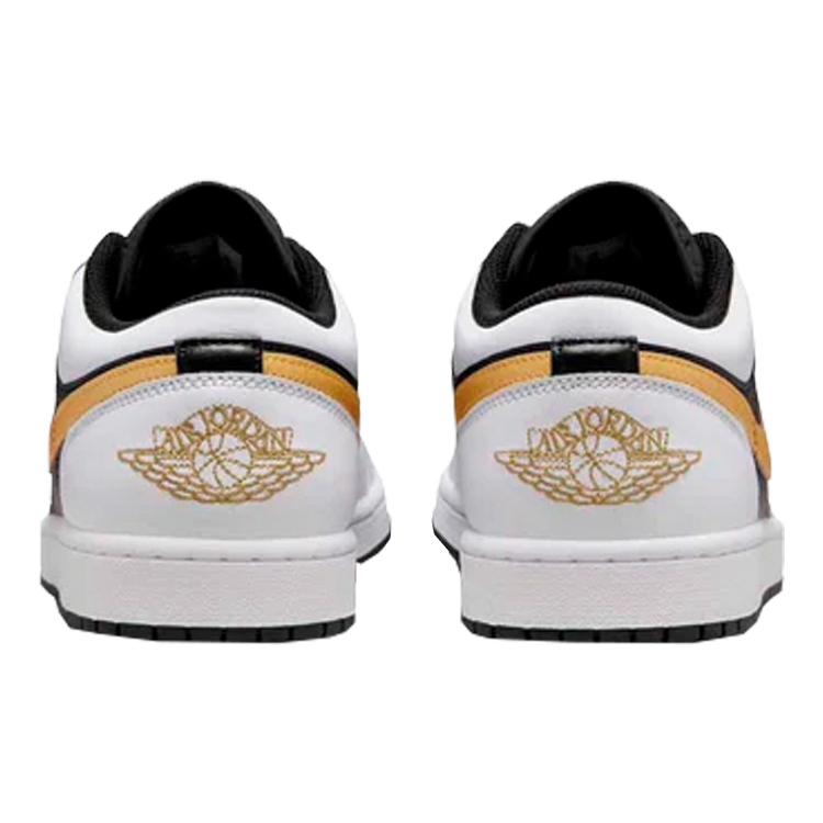 TENIS JORDAN 1 LOW WHITE BLACK METALLIC GOLD SWOOSH