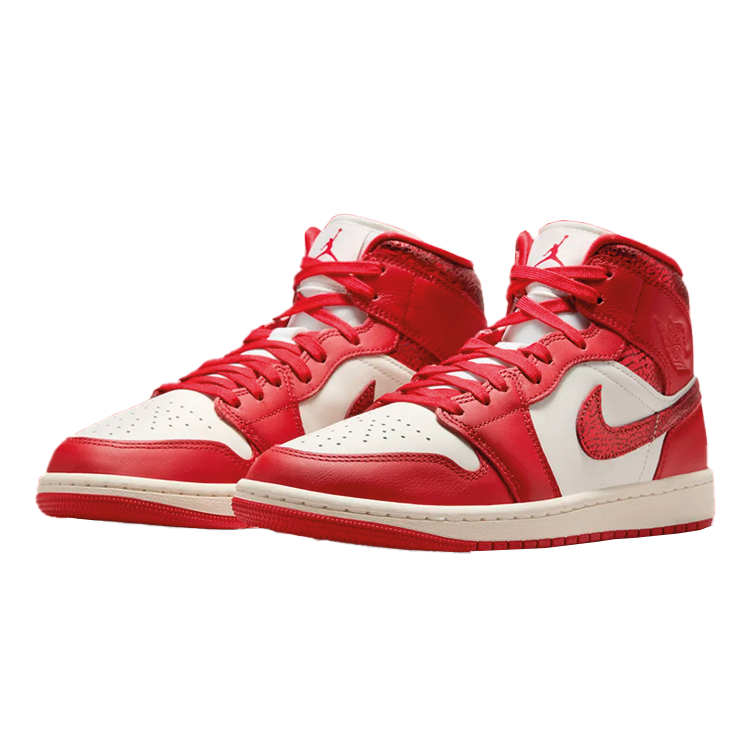 TENIS JORDAN 1 MID RED CRACKED LEATHER