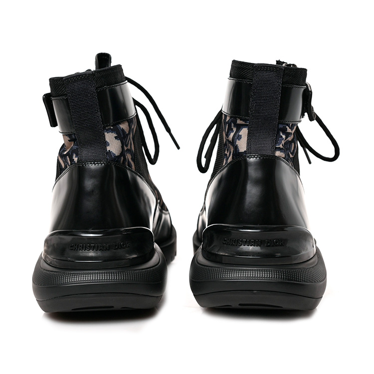 BOTAS DIOR OBLIQUE POLISHED CALFSKIN MENS COMBAT ANKLE