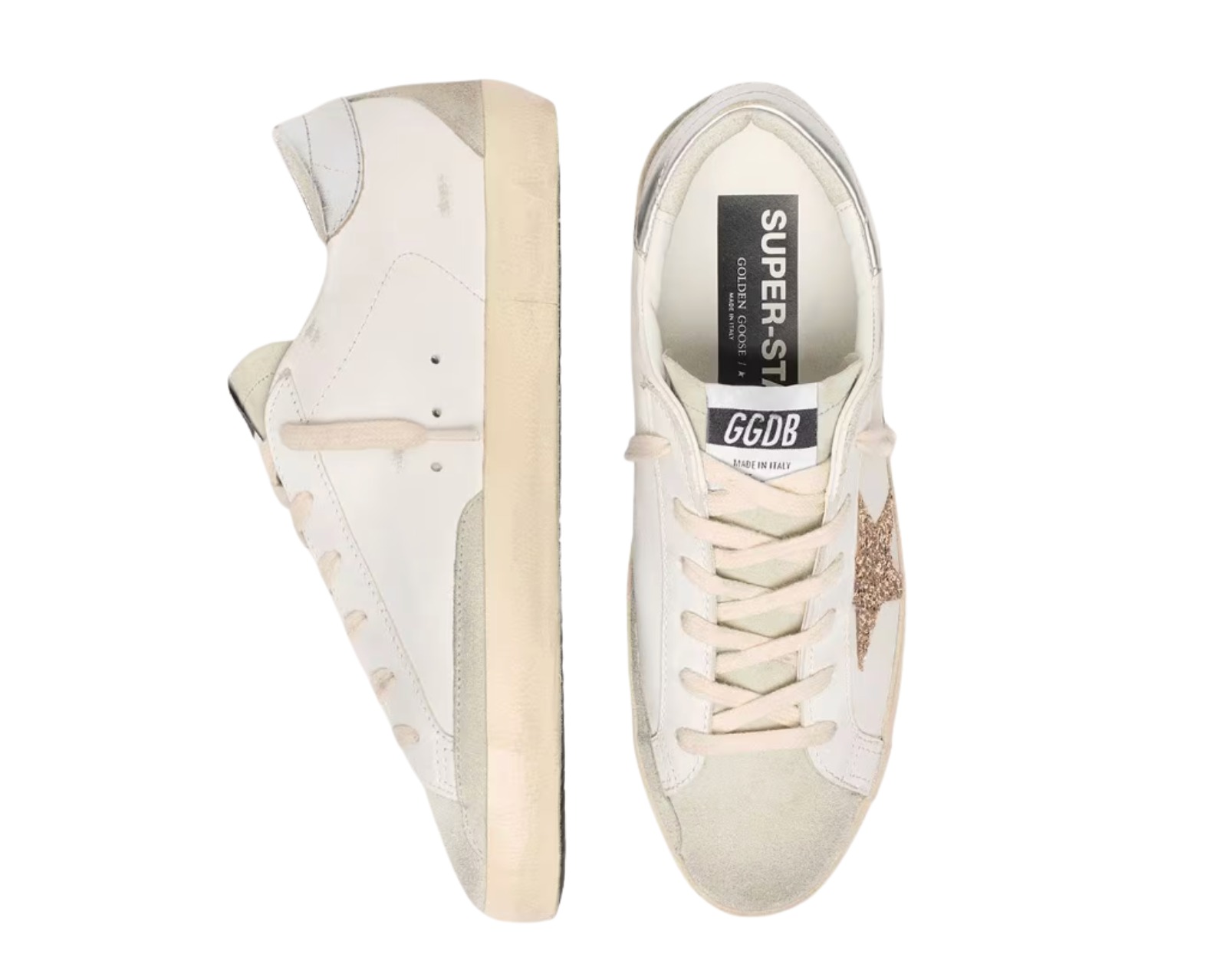TENIS GOLDEN GOOSE SUPER STAR GLITTER GOLD SUEDE ICE