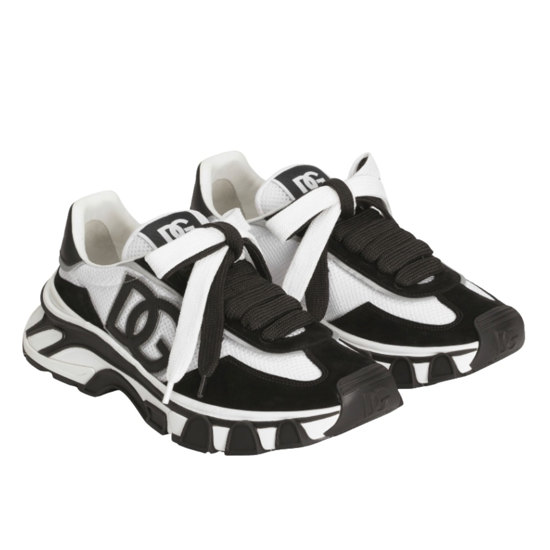 TENIS DOLCE & GABBANA COUNTRY ROAD NYLON LEATHER BLACK WHITE
