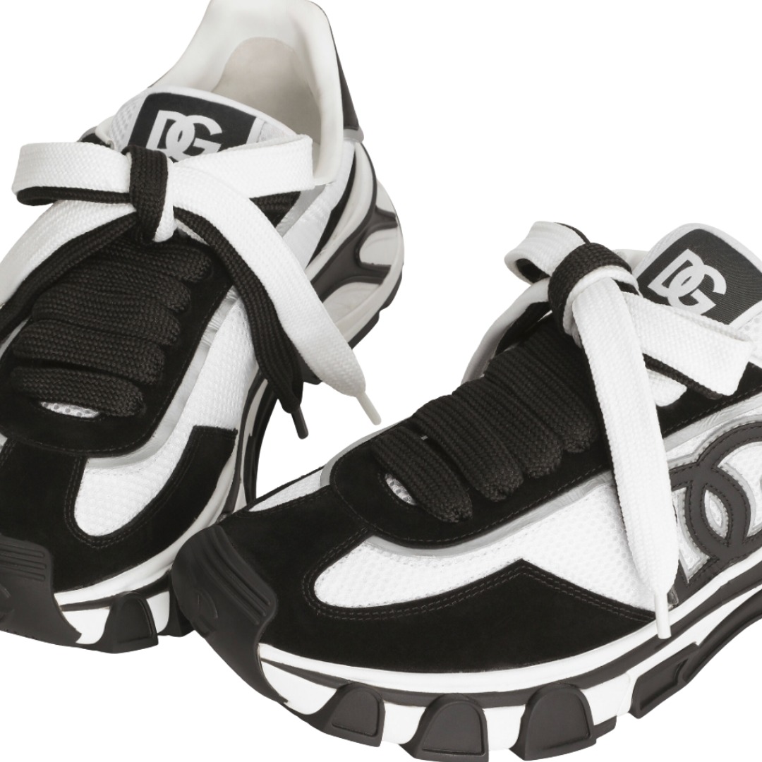 TENIS DOLCE & GABBANA COUNTRY ROAD NYLON LEATHER BLACK WHITE