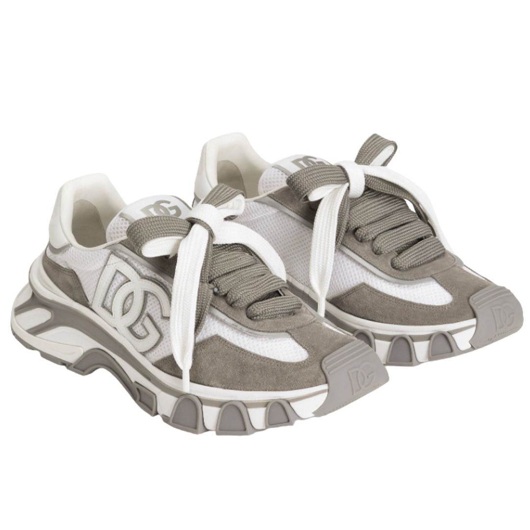 TENIS DOLCE & GABBANA COUNTRY ROAD NYLON LEATHER GREY WHITE