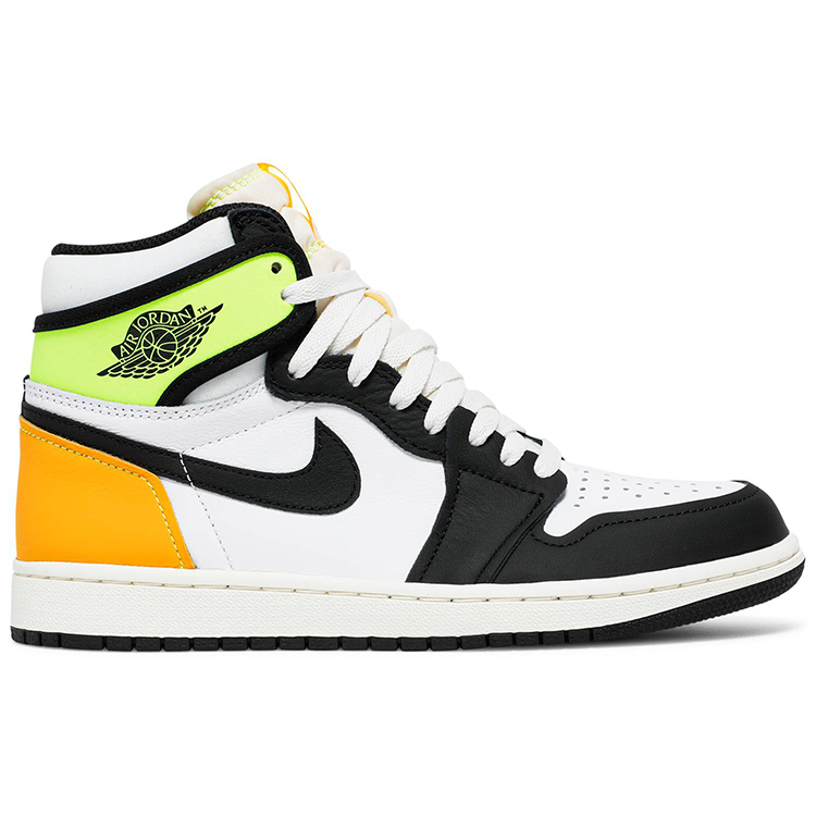 Tenis Air Jordan 1 High White Black Volt University Gold