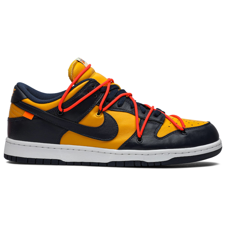 Tenis Nike Dunk Low Off White University Gold Midnight Navy