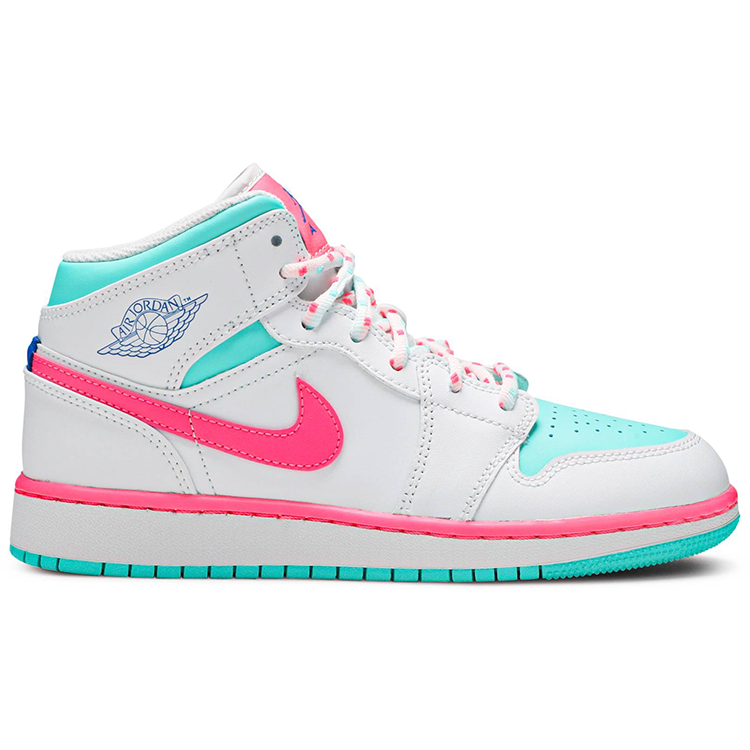 Tenis Air Jordan 1 Mid White Pink Green Soar