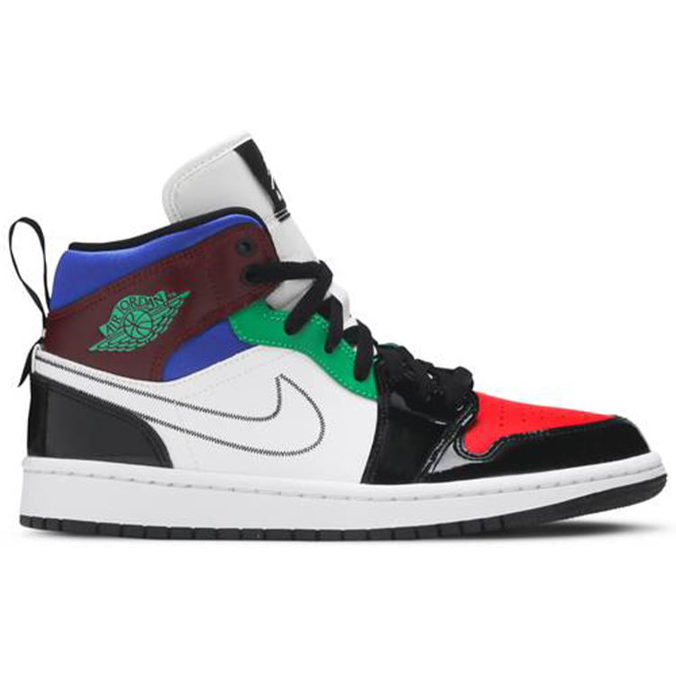 Tenis Air Jordan 1 Mid Se Black White Multicolor